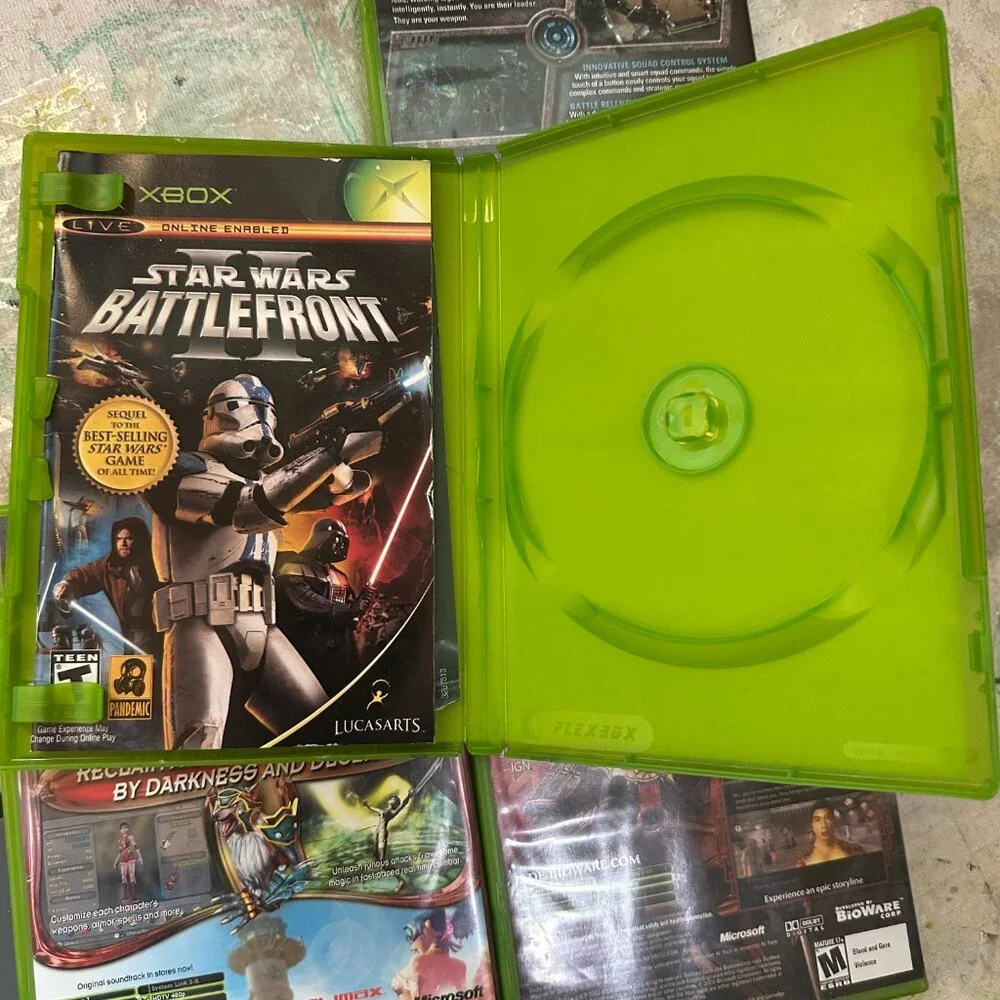 Lot of 4 Xbox Cases Star Wars: Battlefront II Republic Commando Sudeki Jade Empi